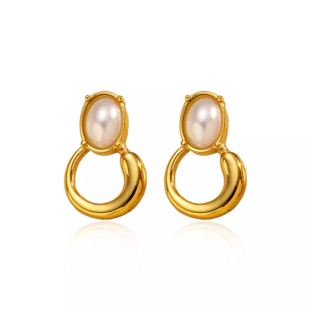 18K Gold-Plated Pearl Earrings