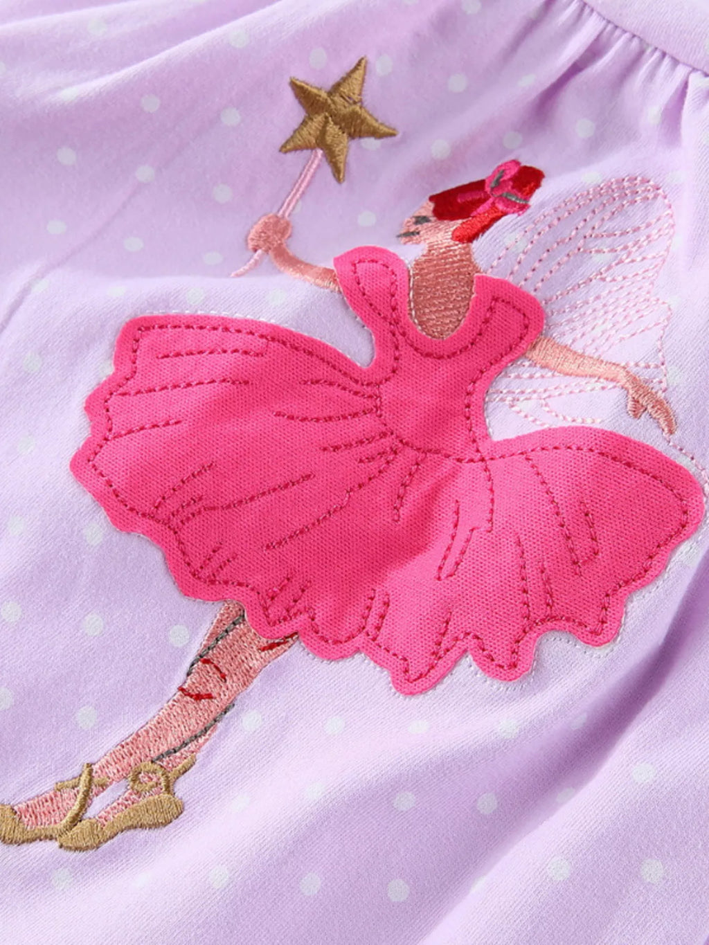 Children's Ballerina Embroidered Round Neck Dress