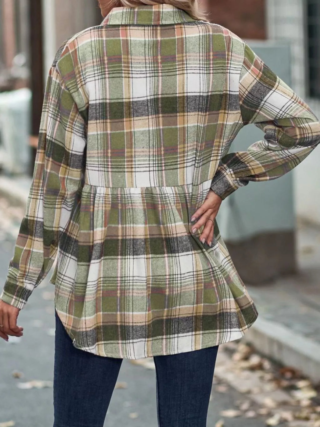 Plaid Button-Down Long Sleeve Shirt