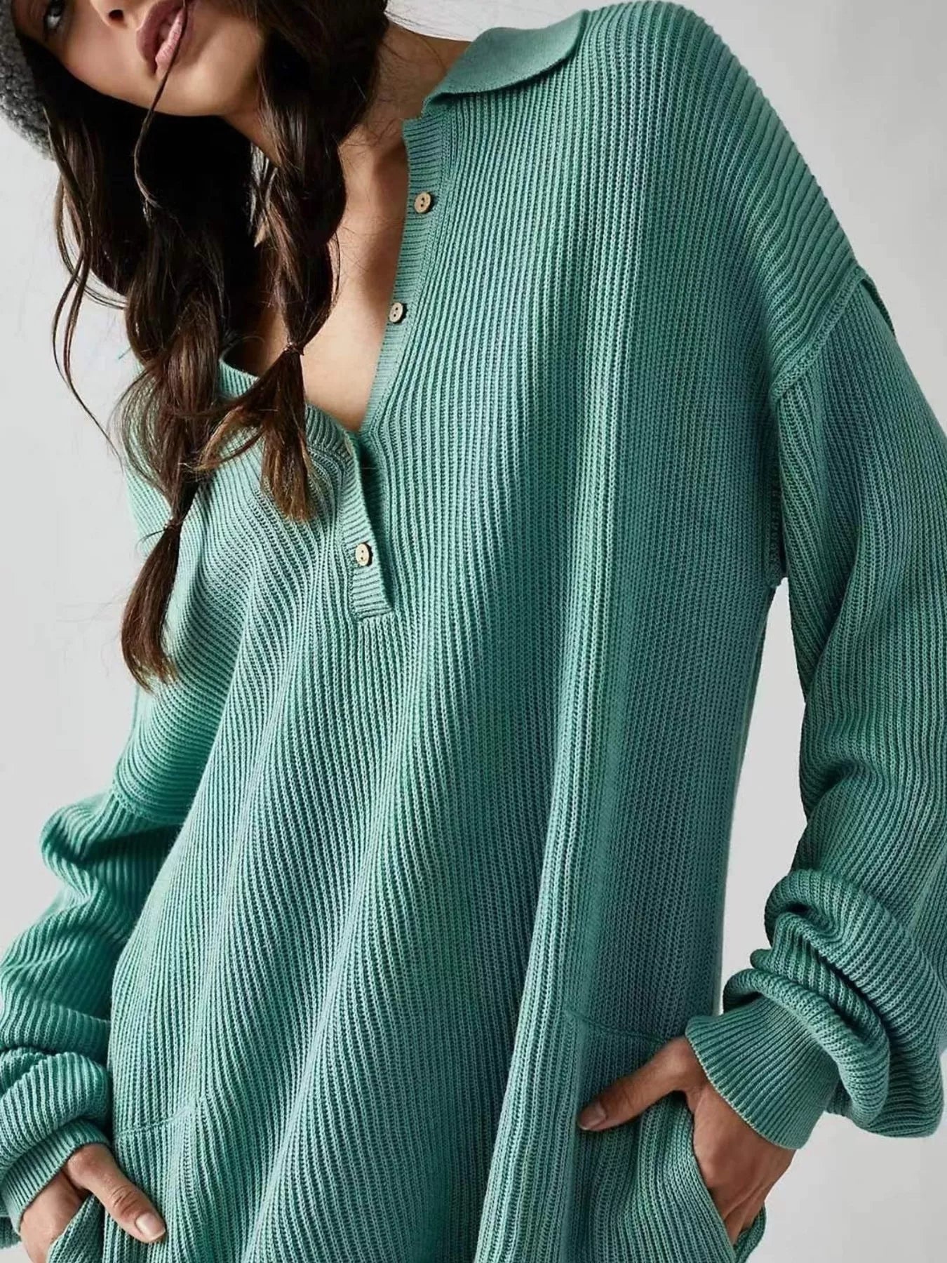 Ribbed Knit Long Sleeve Romper