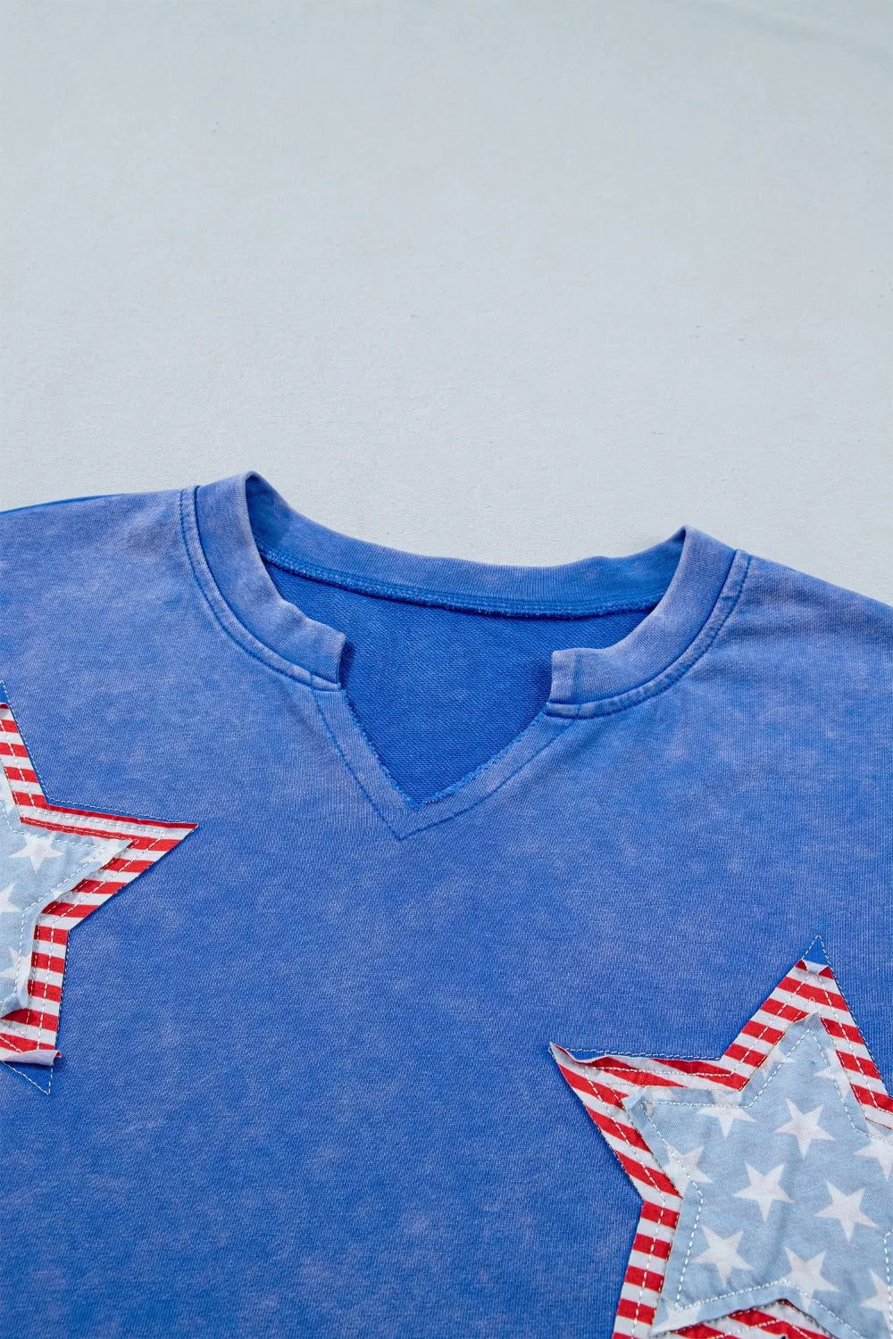 Patriot Star Patched Notched Neck Mineral Washed Tee