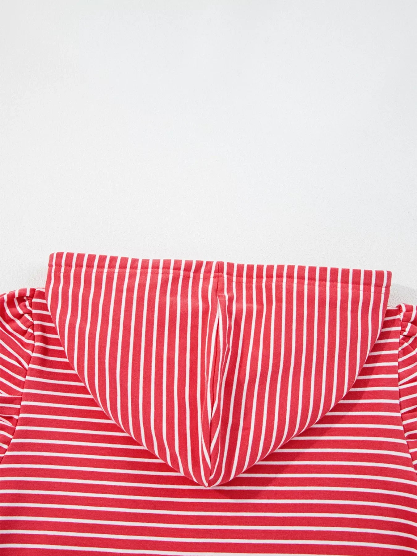 Striped Puff Sleeve Hoodie with Drawstring