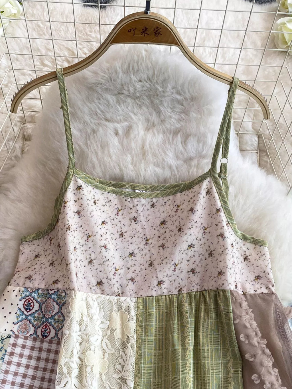 Patchwork Lace Trimmed A-Line Dress