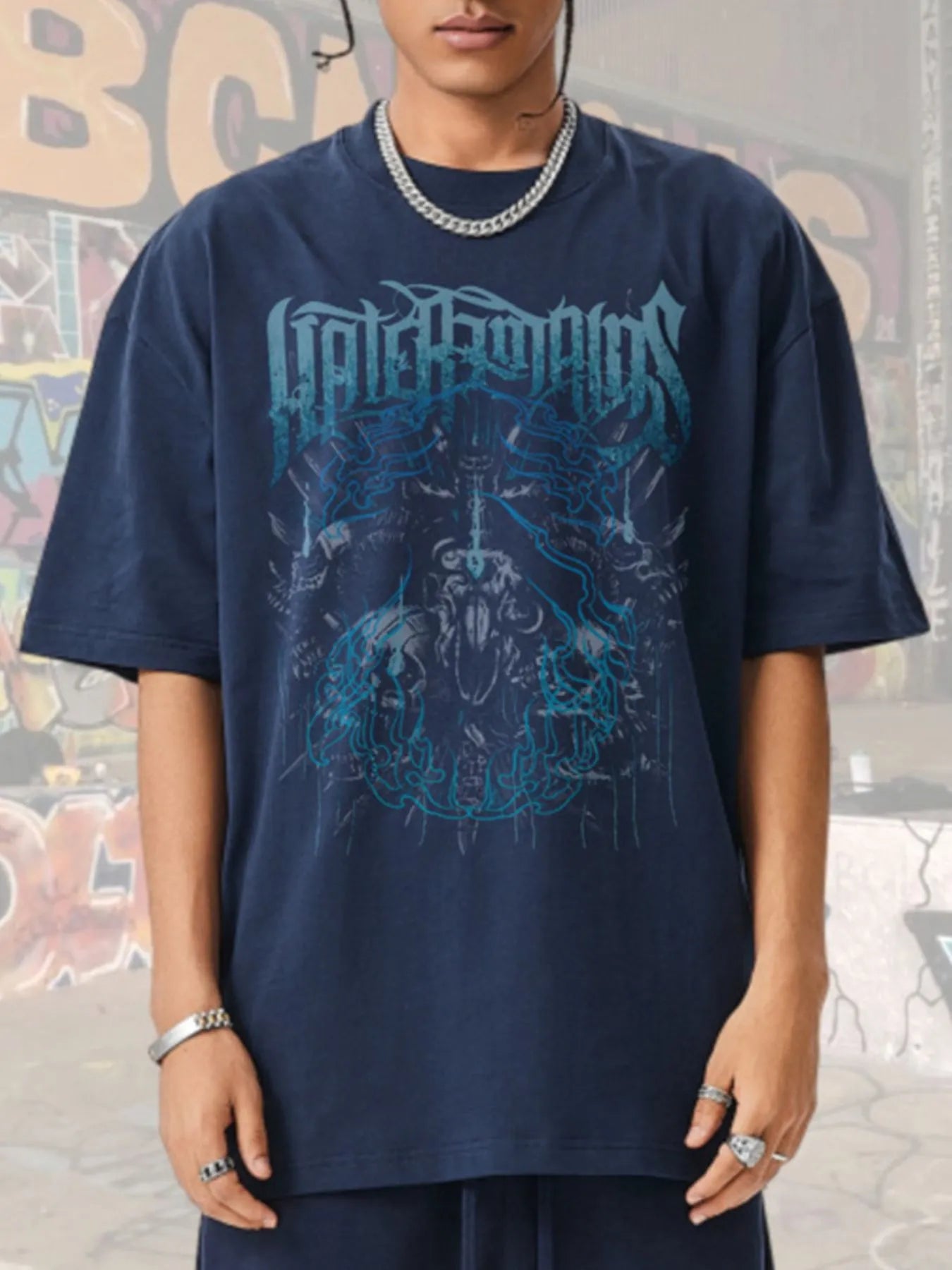 Men's Graphic Round Neck Short Sleeve T-Shirt