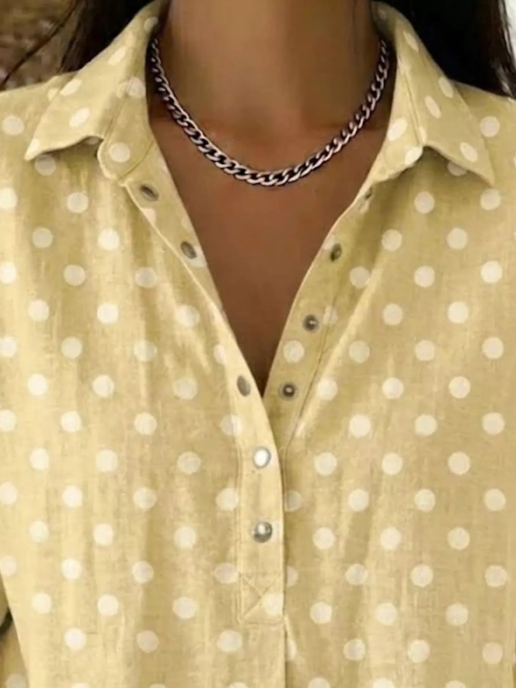 Full Size Polka Dot Short Sleeve Shirt Plus Size