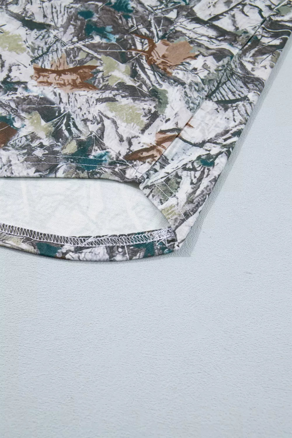 Abstract Woodland Print Tunic Henley T Shirt