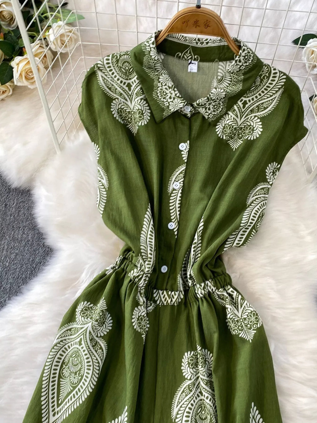 Button Front Wide Leg Jumpsuit