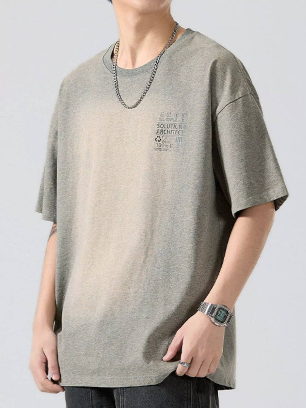 Men's Full Size Round Neck Oversized T-Shirt Plus Size