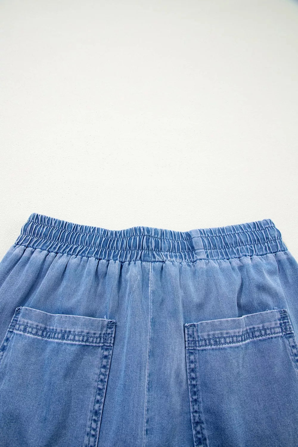 Drawstring Elastic Waist Pocketed Loose Jeans