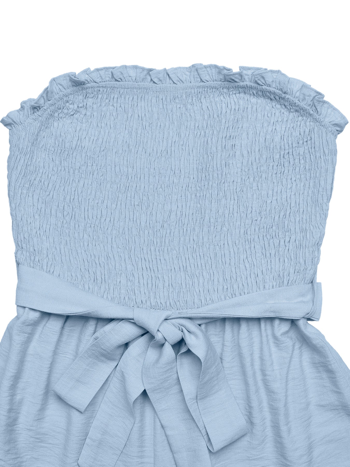Smocked Strapless Ruffle Hem Romper