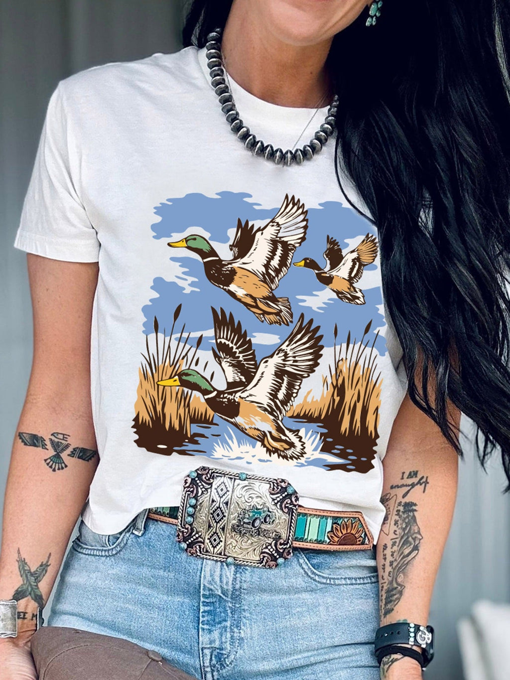 Wild Duck Graphic Round Neck Tee
