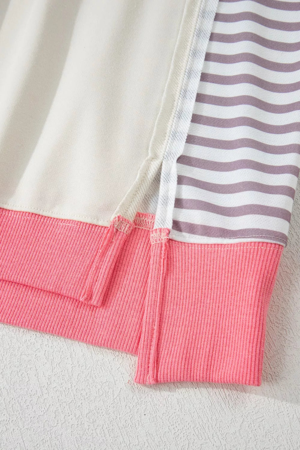 Color Block Striped Patchwork Dolman Slit Sweatshirt
