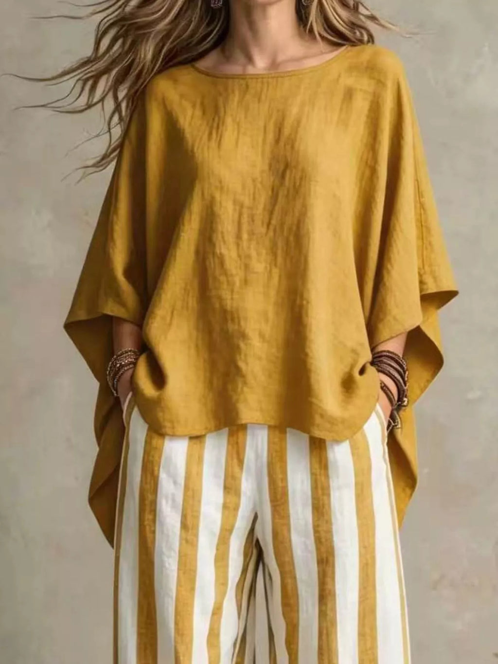 Full Size Solid Color Top and Pants Set Plus Size