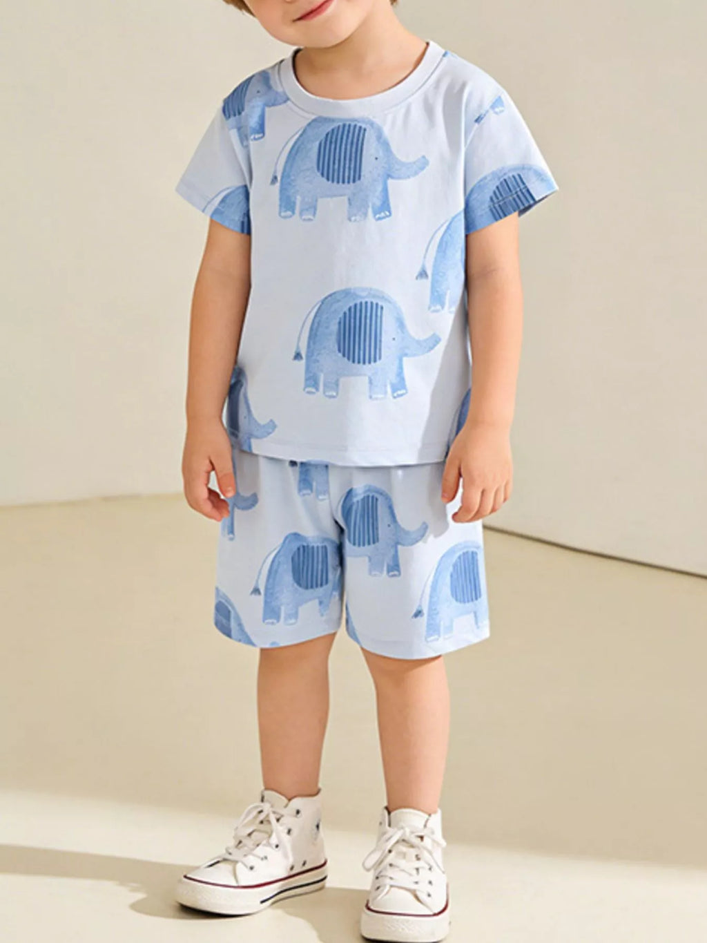 Children's Elephant Print Tee and Shorts Set