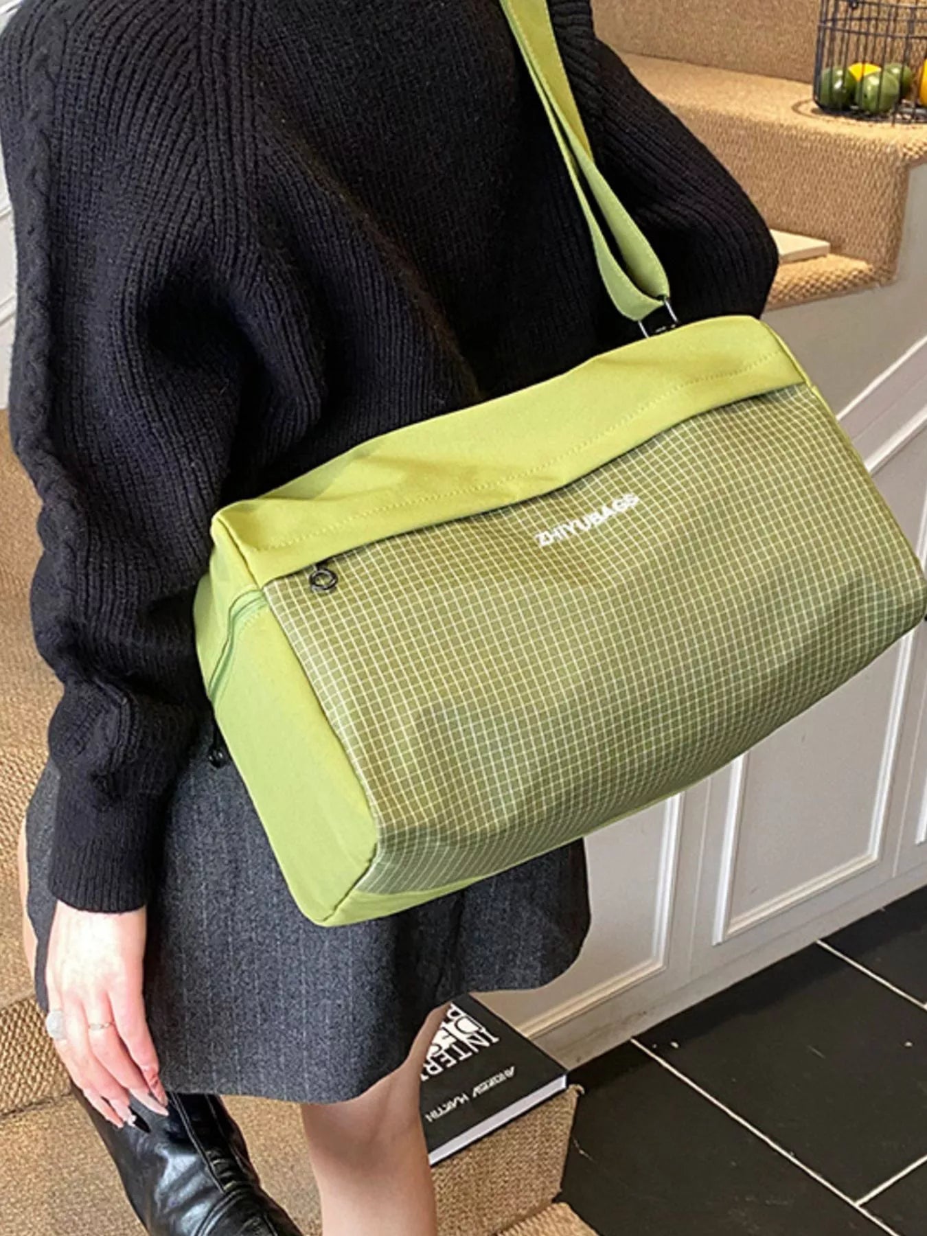 Plaid Oxford Cloth Travel Bag