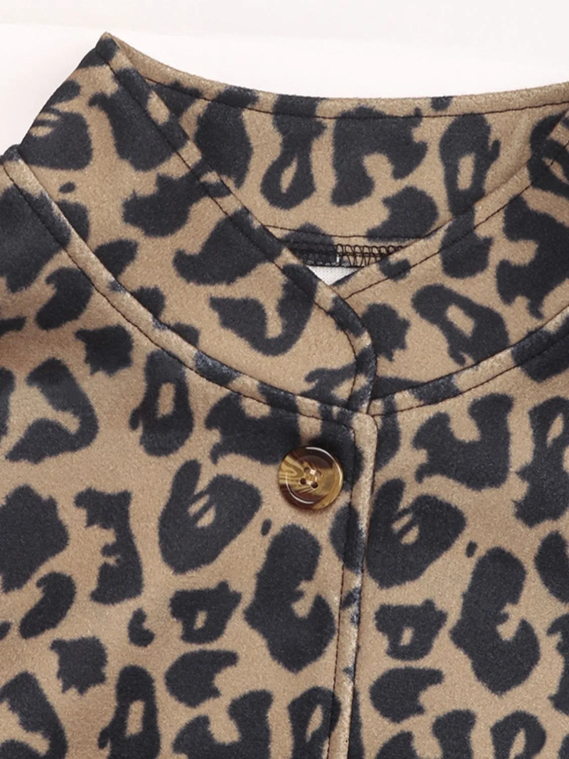 Leopard Print Casual Button Up Jacket