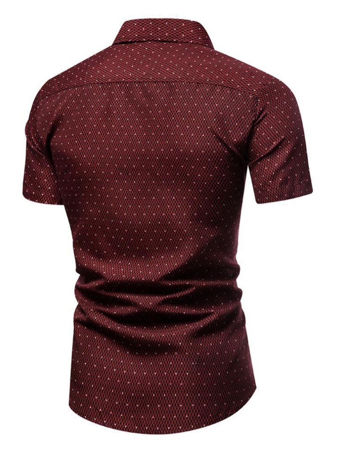 Men's Slim Fit Short Sleeve Dotted Shirt