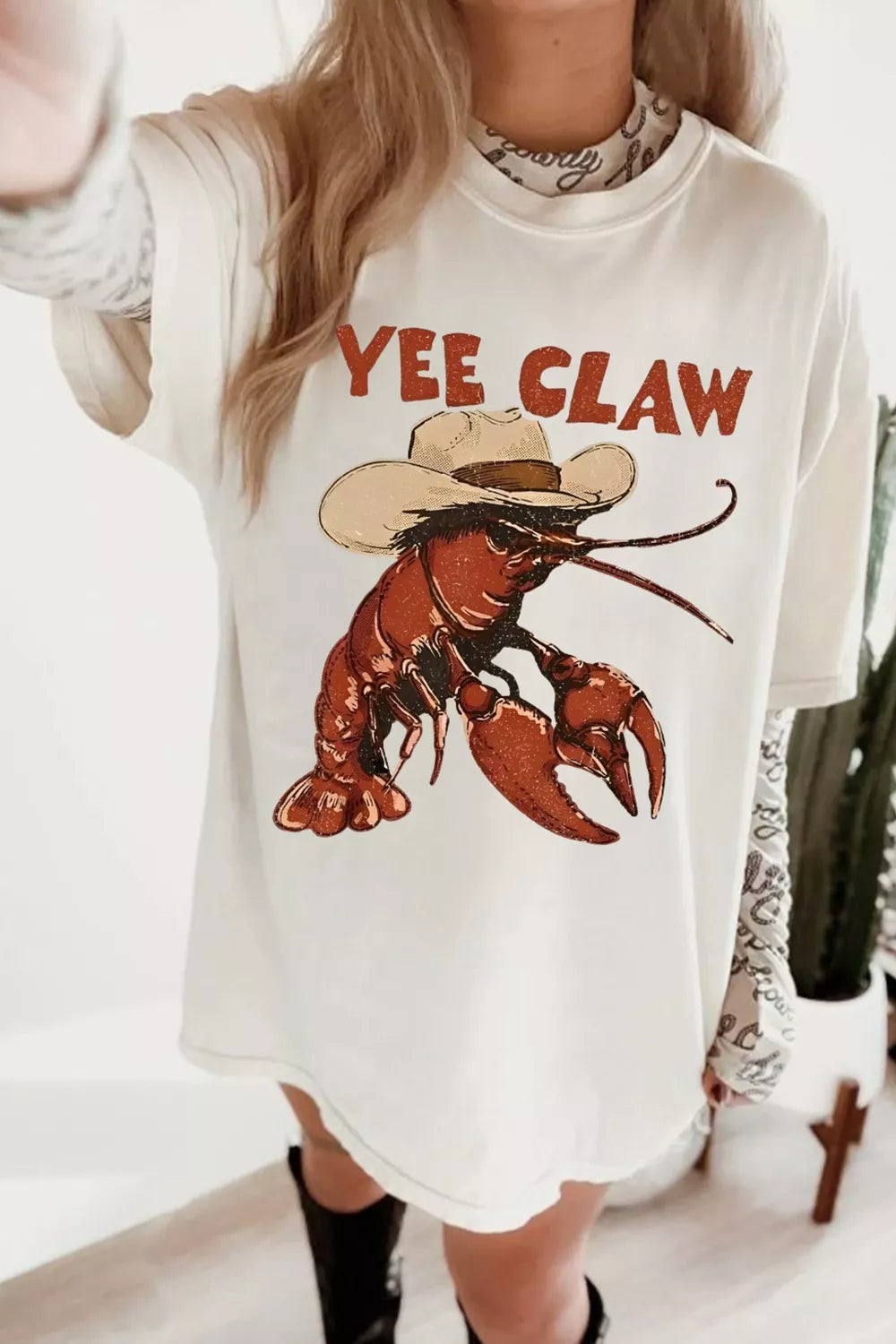 Yee Claw Graphic Round Neck Oversized T-Shirt
