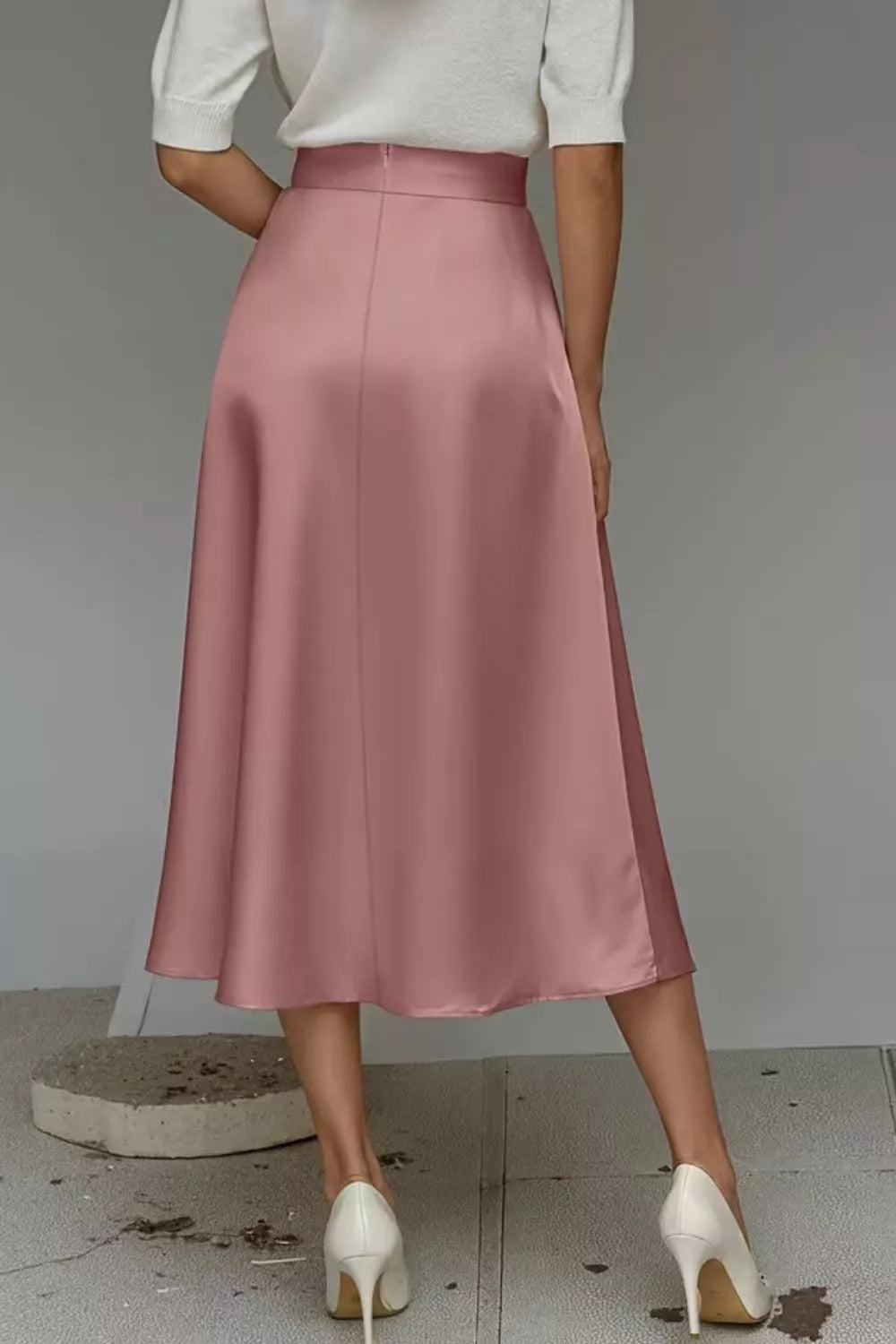 Satin A-Line Midi Skirt