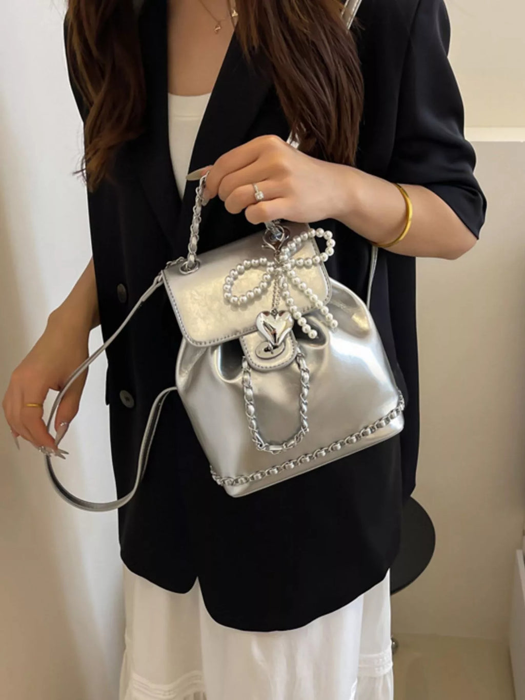Pearl Decor Backpack Bag