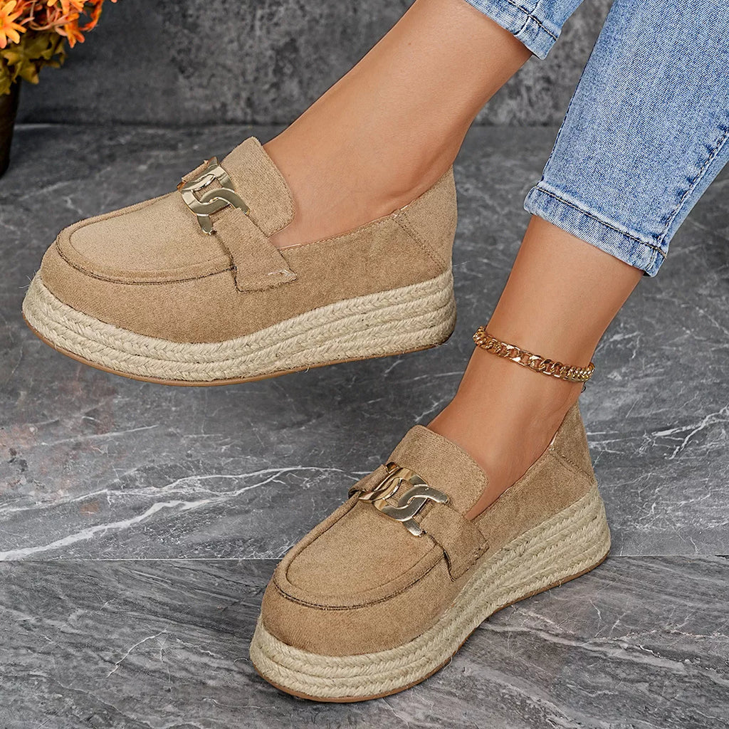 Round Toe Platform Slip-Ons