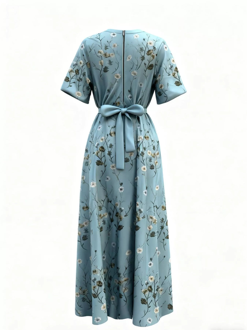 Floral Print Half Sleeve Maxi Dress with Pockets