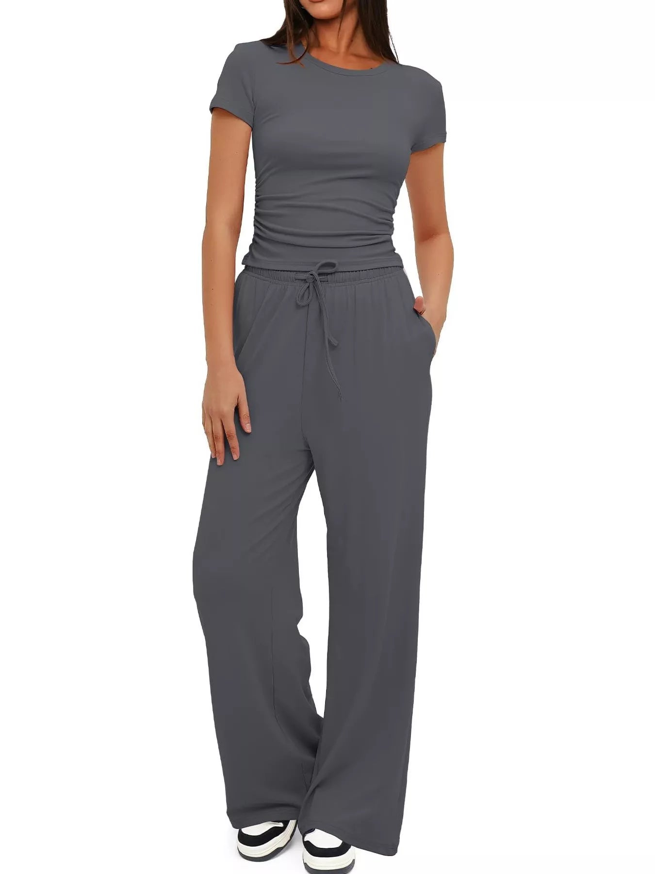 Short Sleeve Top and Drawstring Pants Set