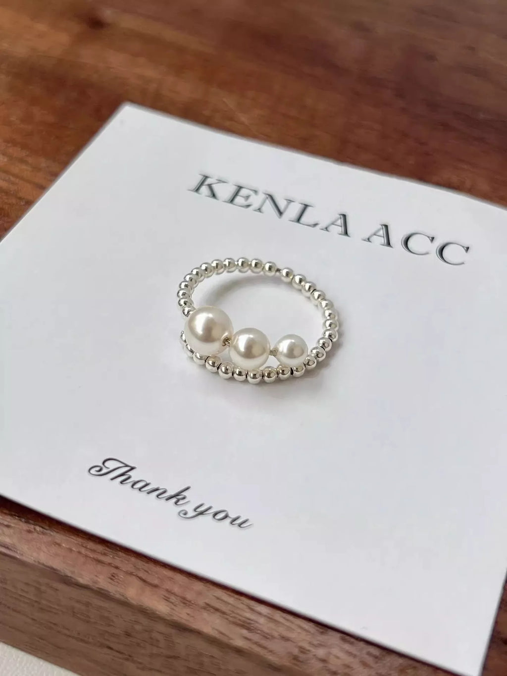 Triple Pearl Beaded Bypass Ring