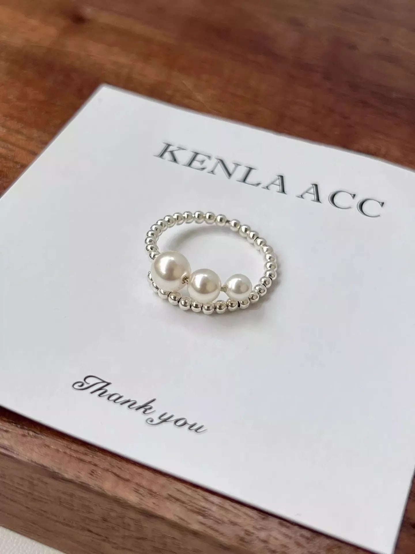 Triple Pearl Beaded Bypass Ring