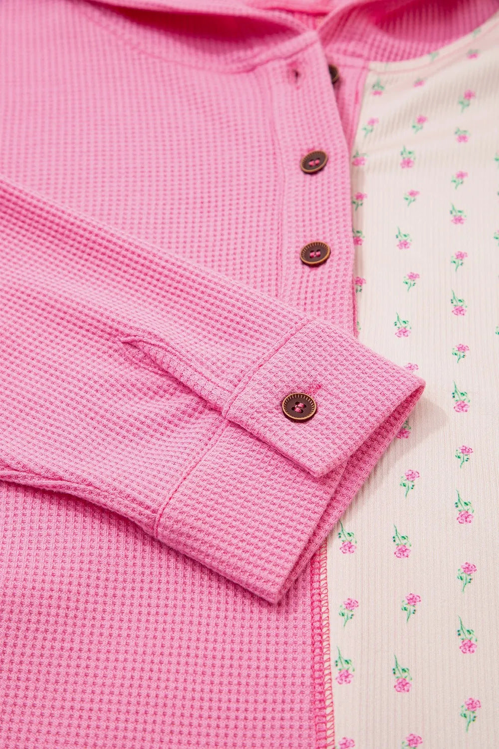Color Block Button Detail Hoodie