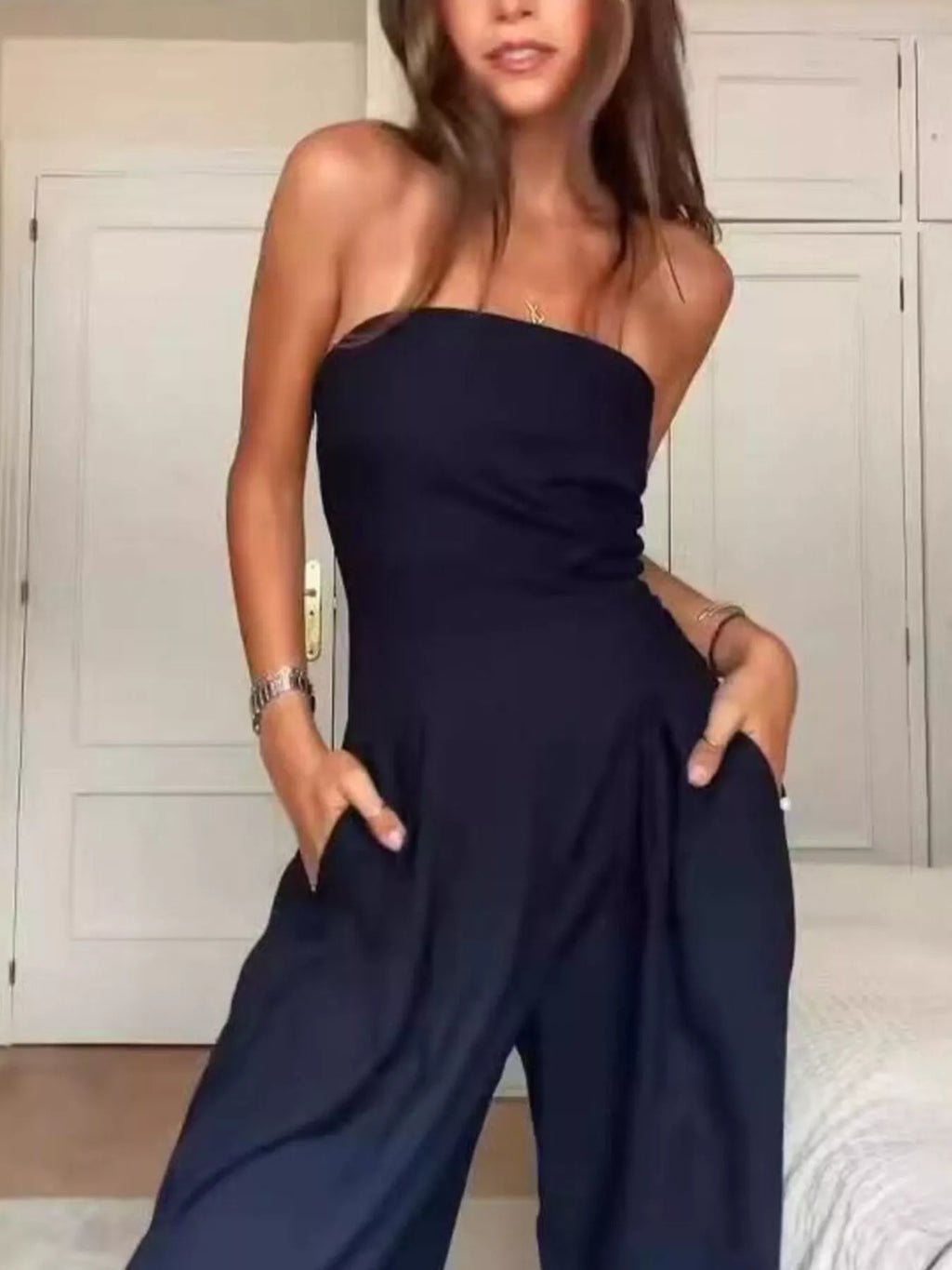 Strapless Wide Leg Jumpsuit