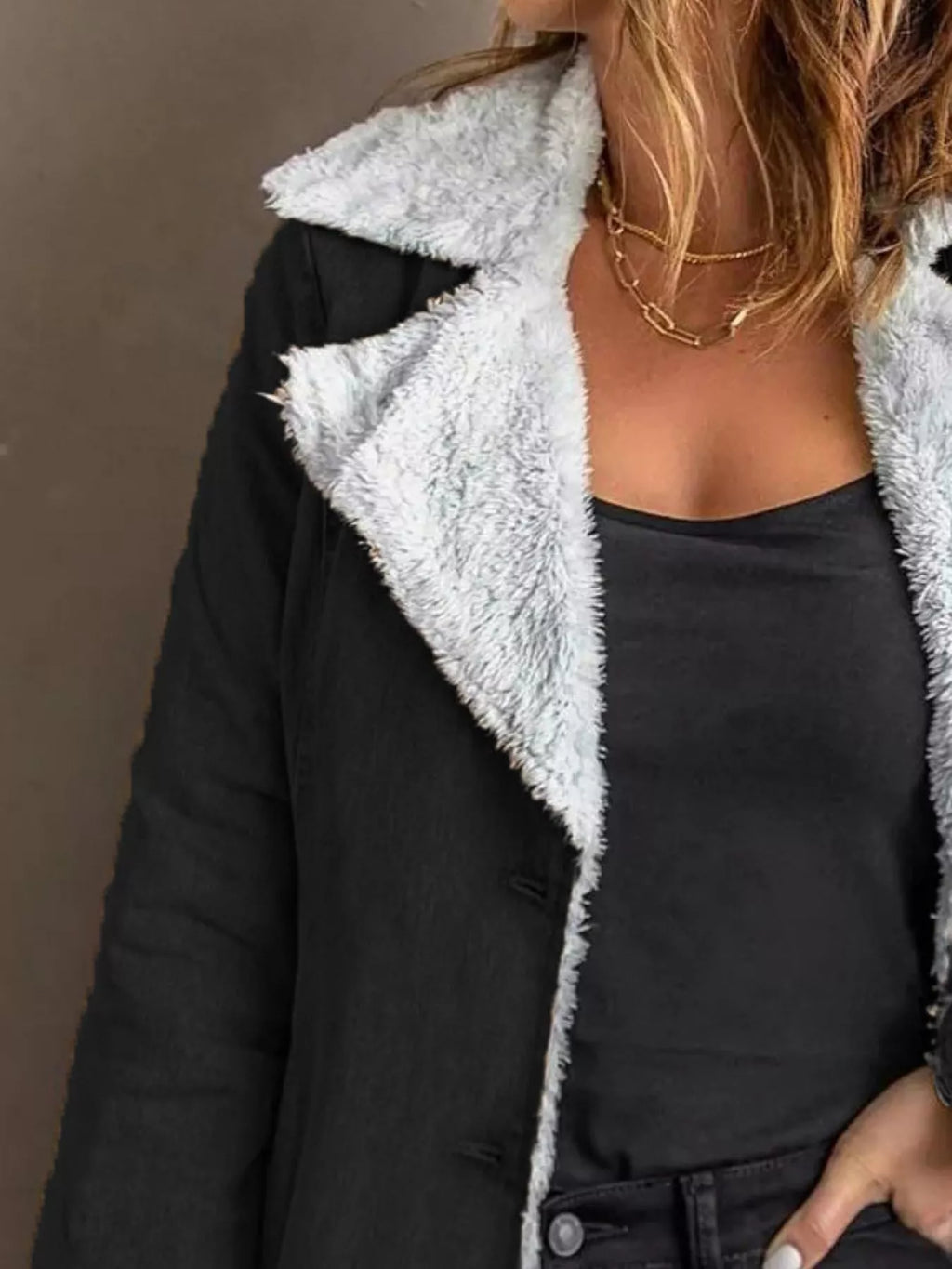 Full Size Sherpa Lined Button Up Outerwear Plus Size