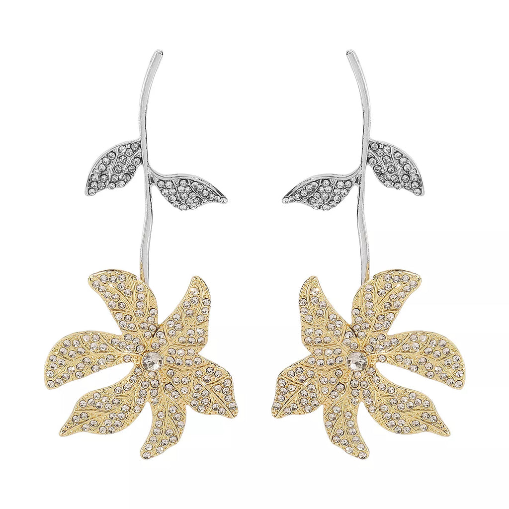 Rhinestone Flower Dangle Earrings