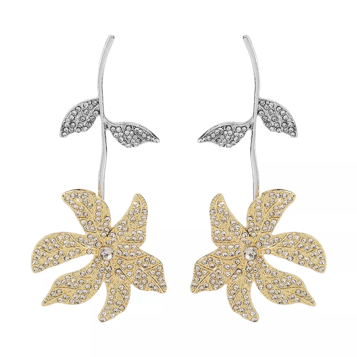 Rhinestone Flower Dangle Earrings