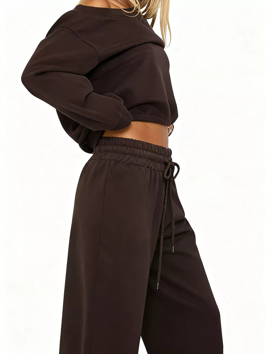 Boat Neck Long Sleeve Sweatshirt and Pants Set