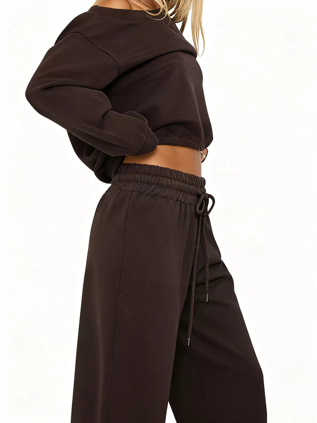 Boat Neck Long Sleeve Sweatshirt and Pants Set