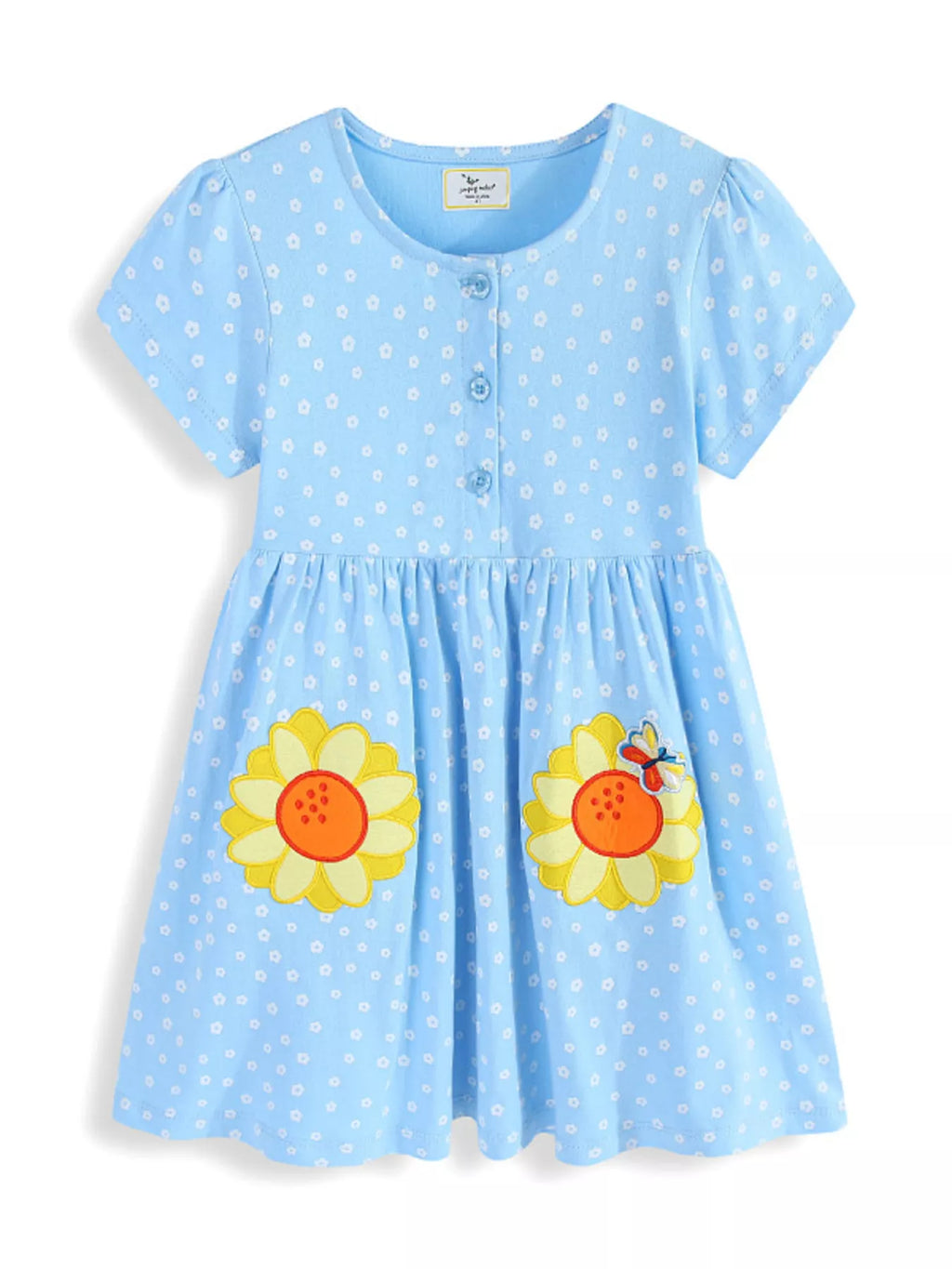 Children's Embroidered Floral Short Sleeve Dress