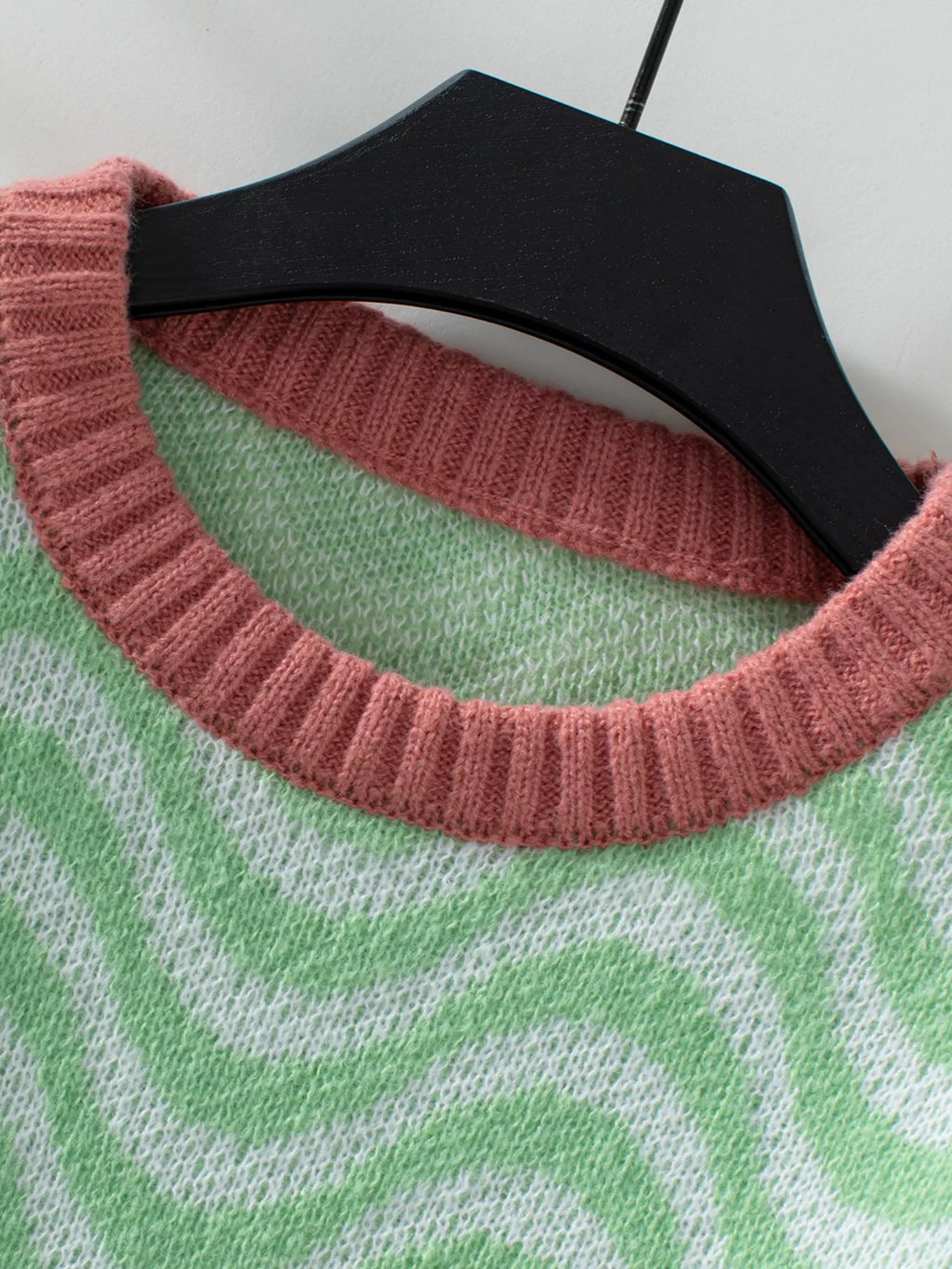 Wavy Striped Round Neck Sweater