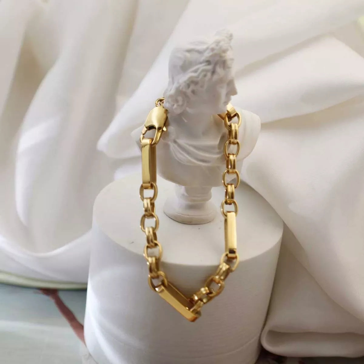 18K Gold-Plated Chunky Gold Chain Link Bracelet