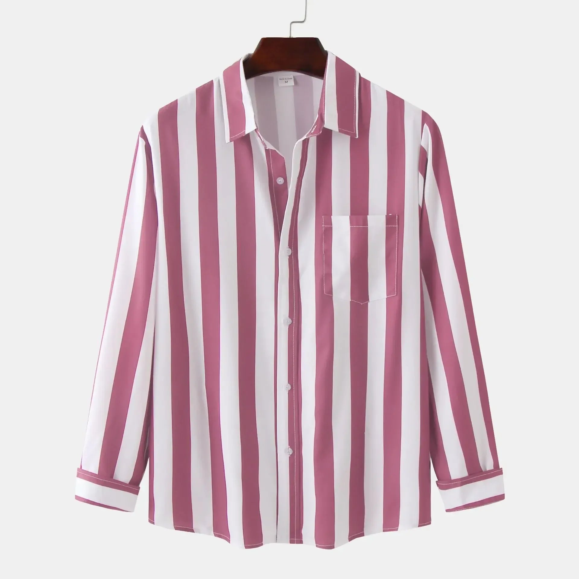 Men's Striped Button-Down Long Sleeve Shirt