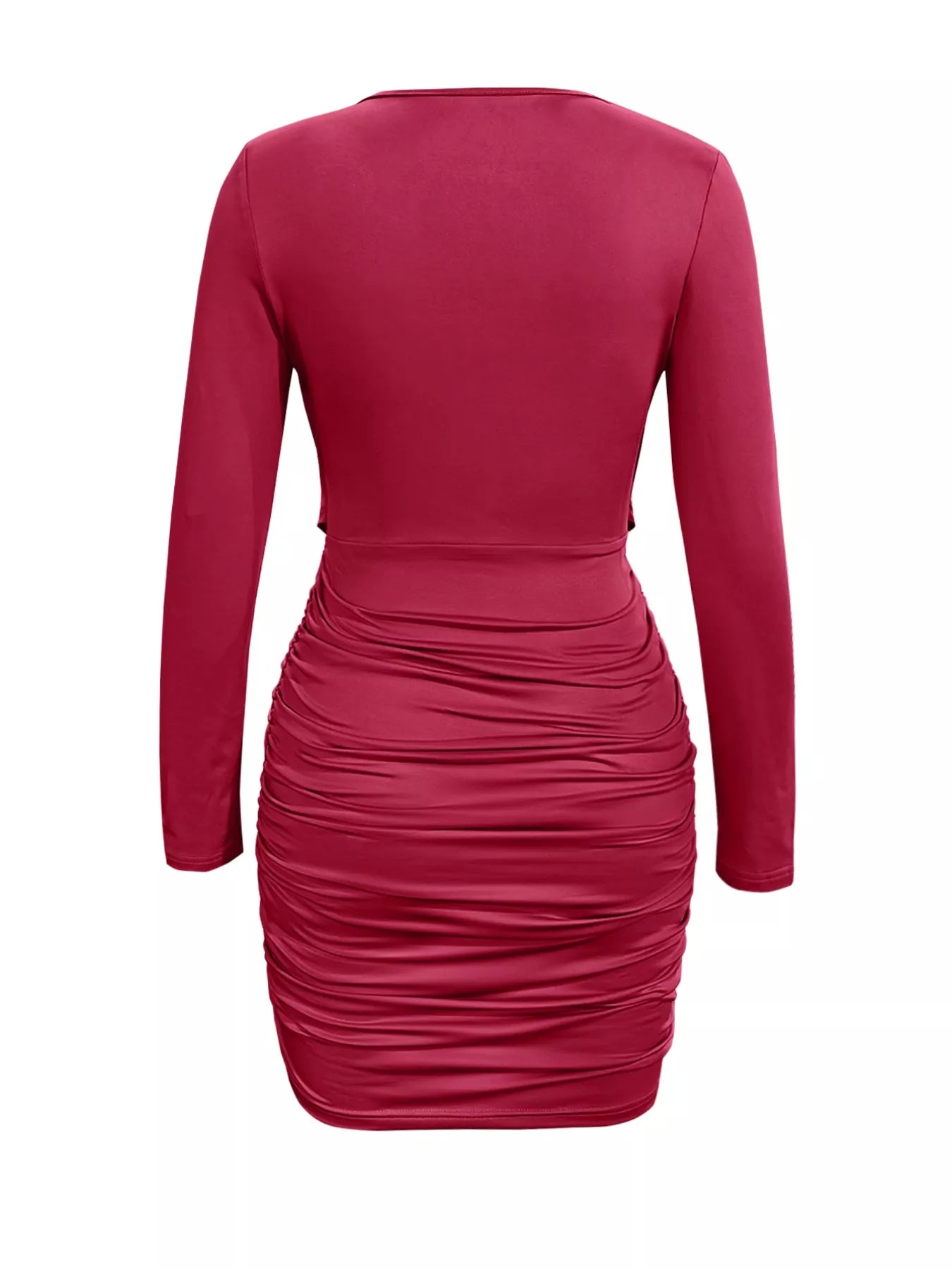 Draped V-Neck Long Sleeve Bodycon Mini Dress