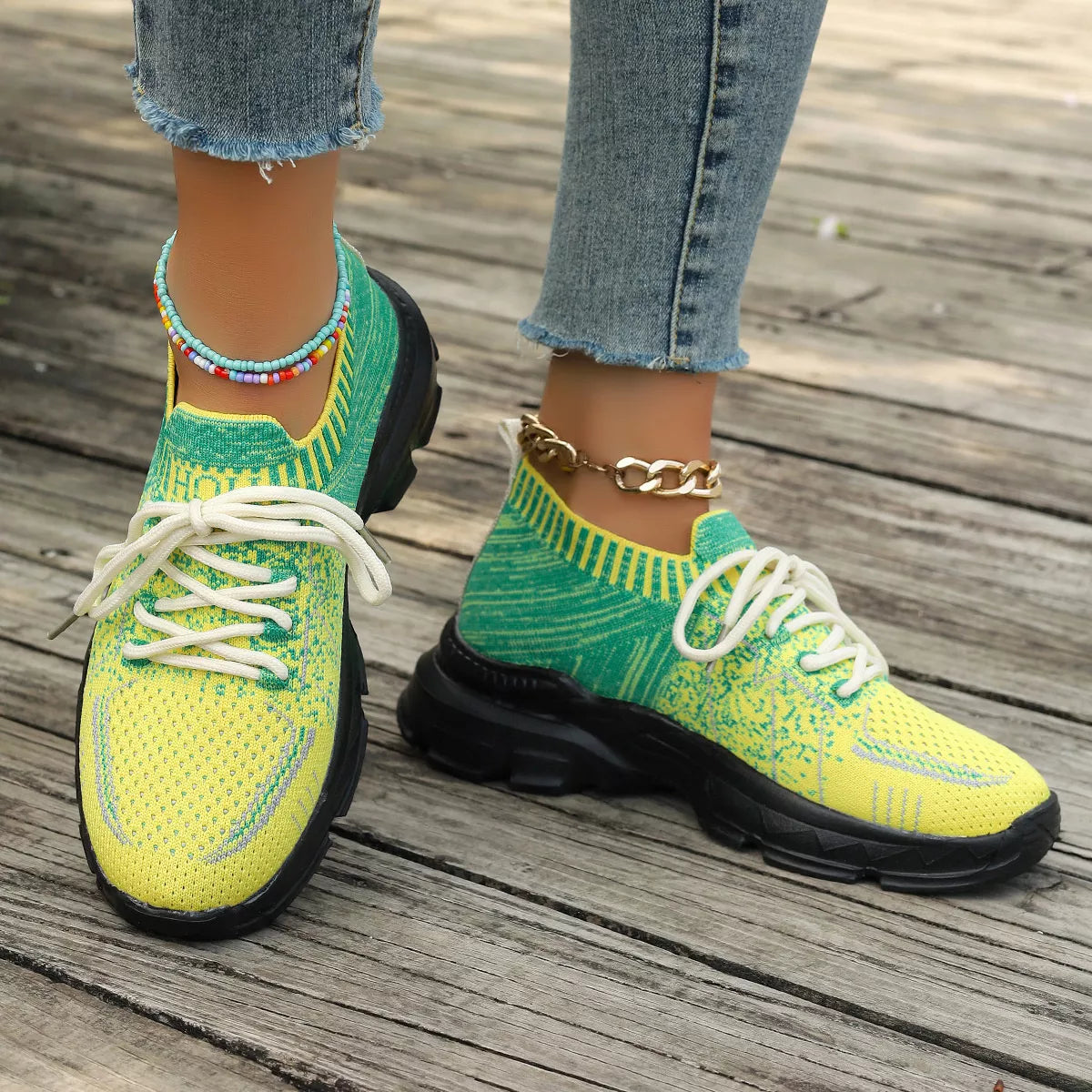 Round Toe Lace Up Sneakers