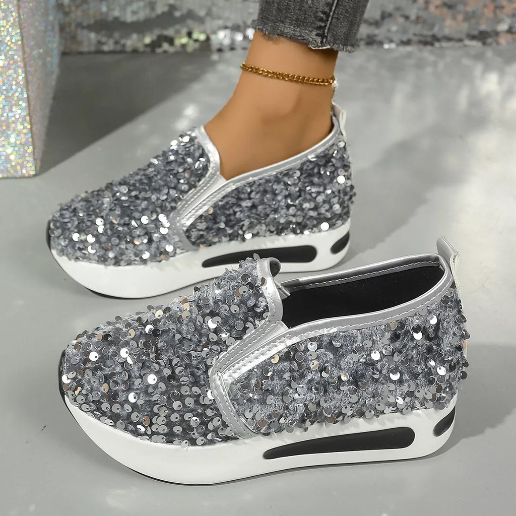 Sequin Round Toe Slip-Ons