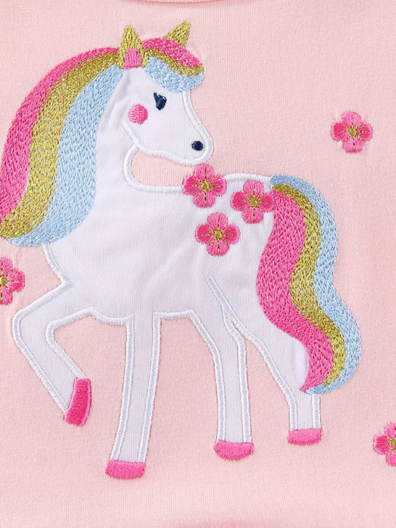 Children's Cute Unicorn Applique Ruffle Sleeve Dress