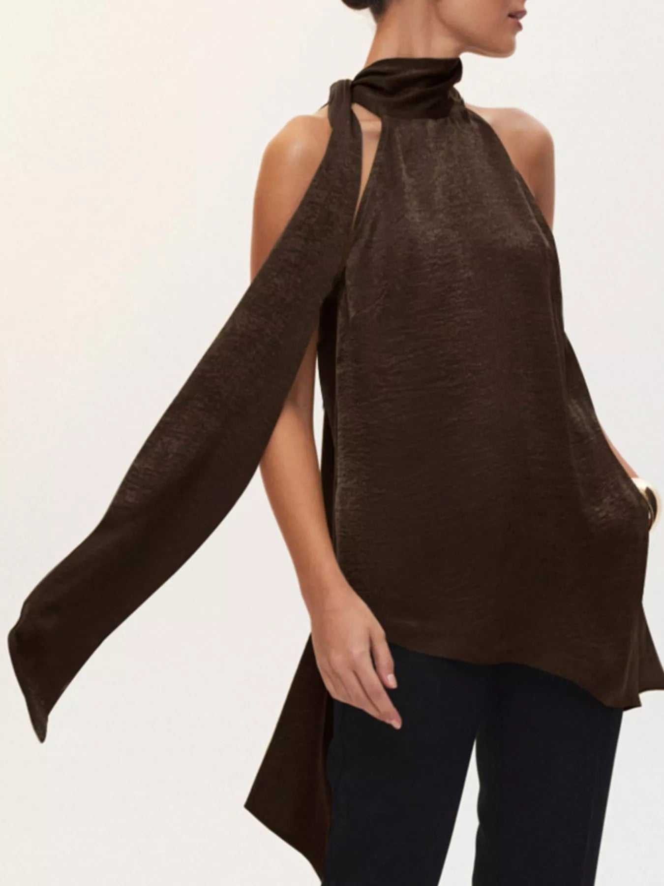 Elegant Halter Neck Asymmetrical Sleeveless Top