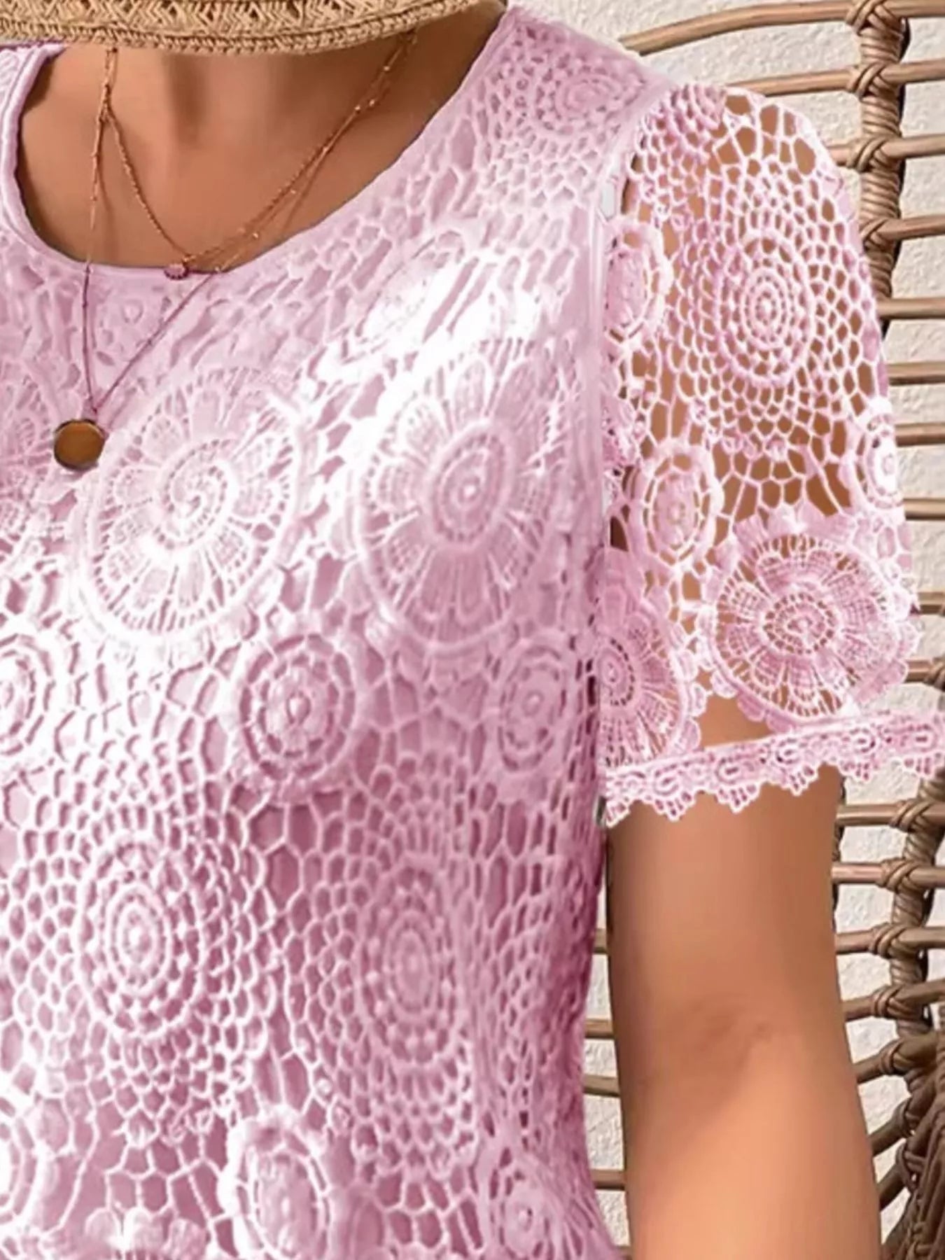 Lace Short Sleeve Blouse