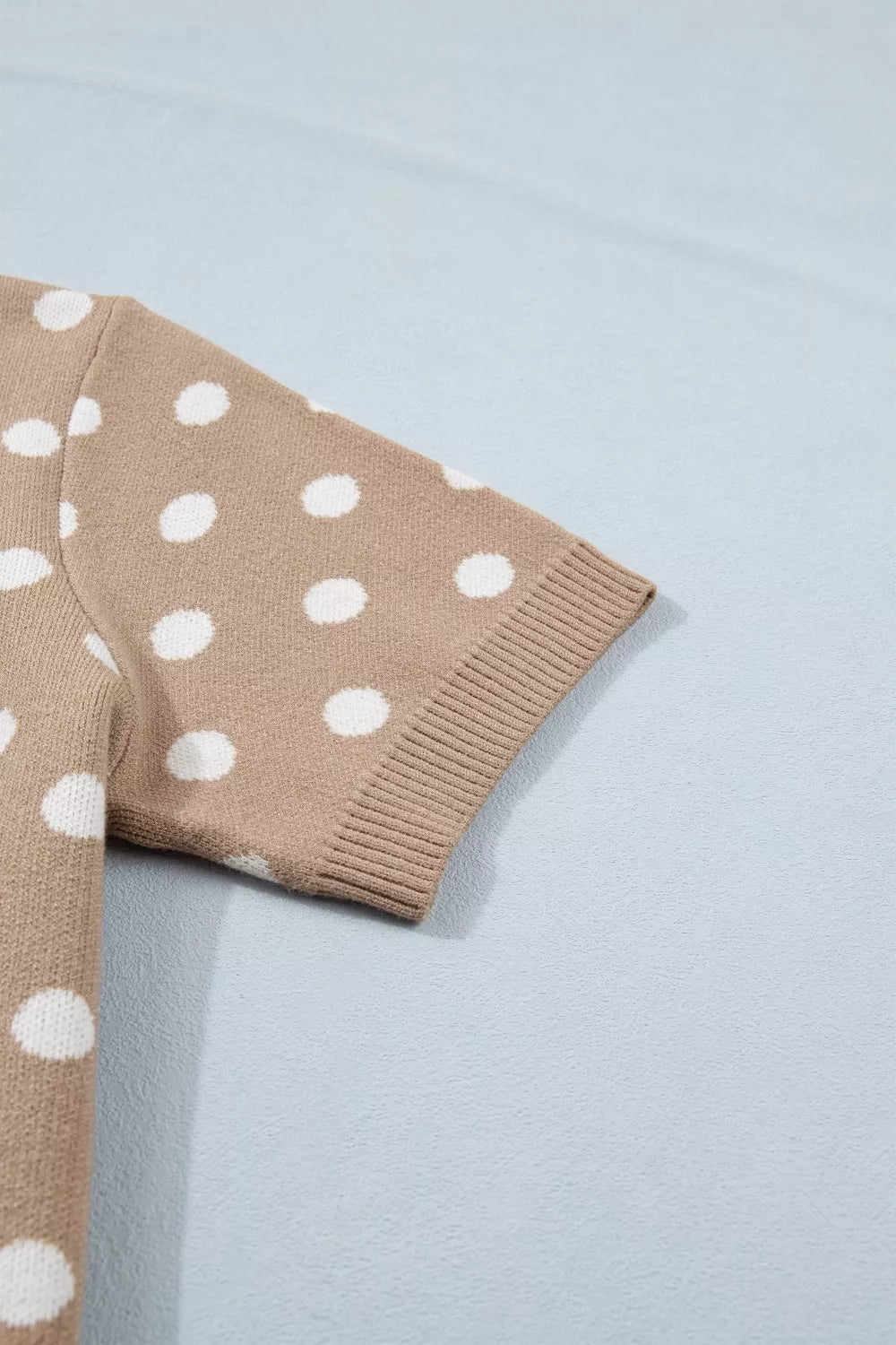 Polka Dot Short Sleeve Button Down Sweater Cardigan