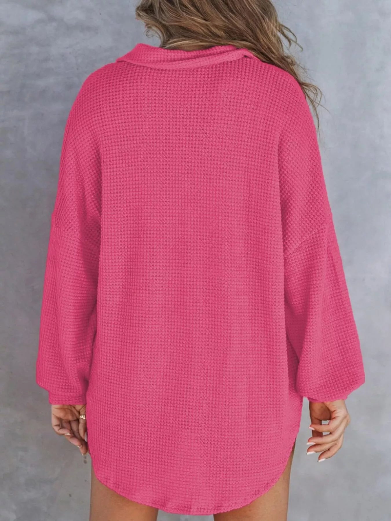 Waffle Knit Button Detail T-Shirt with Pocket