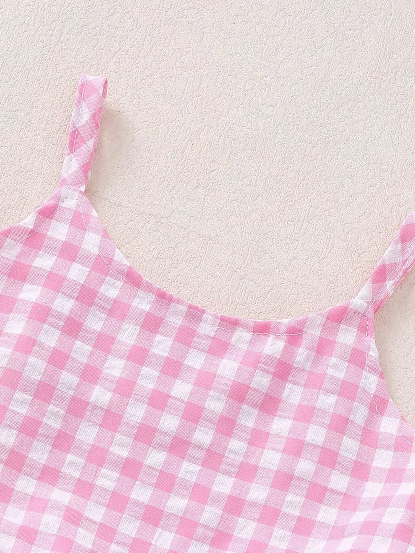 Children's Plaid Ruffled Hem Tank & Shorts Set