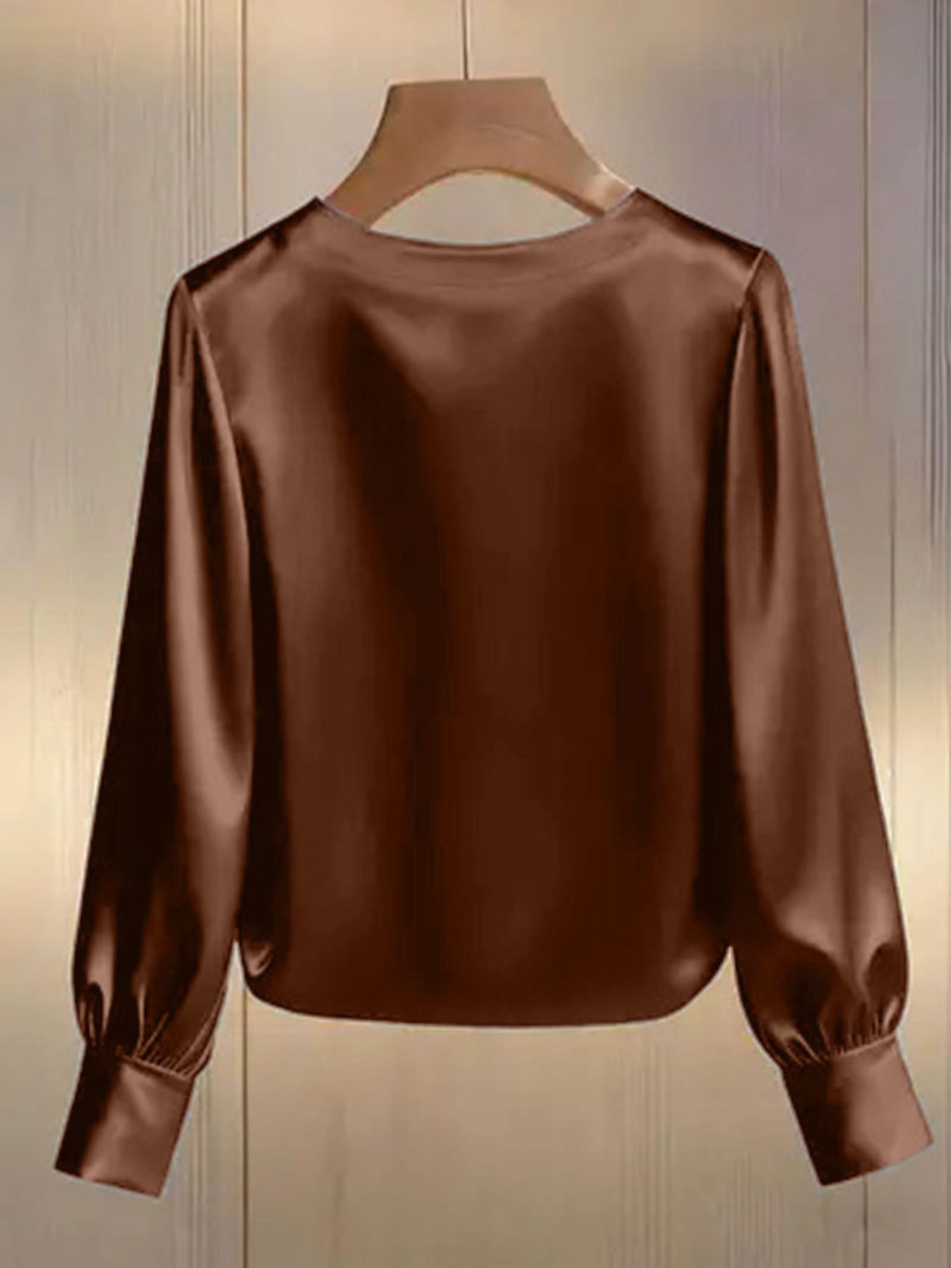 Pearl Trim Round Neck Silk Blouse